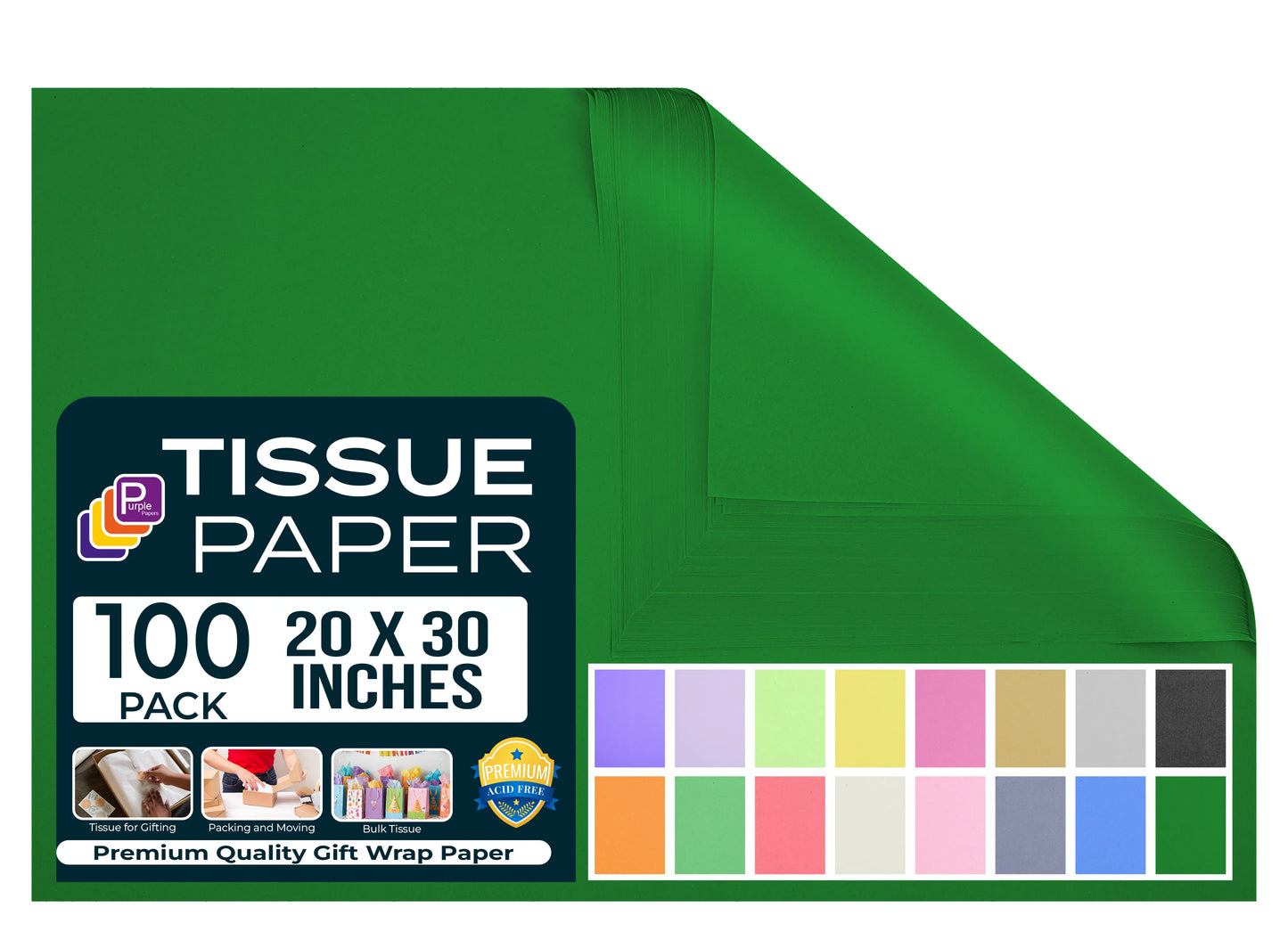 Green Christmas Tissue Paper for Gift Bags