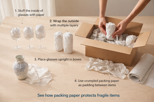 packing paper for moving dishes, glassware, fragile items