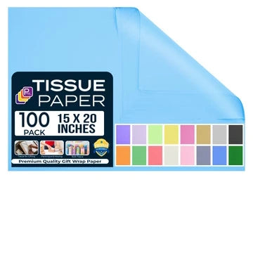Light Blue Tissue Paper for Gift Bags – Pack of 5 (500 Sheets Total) | Bulk Tissue for Crafts, Party Decor & Baby Shower