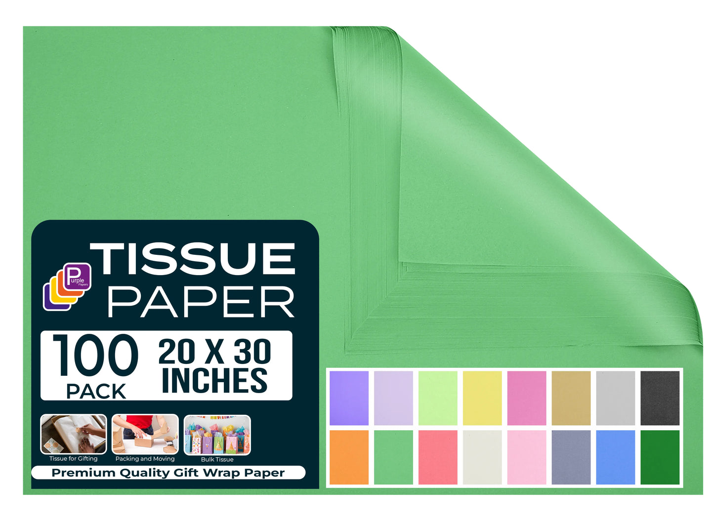 Green Tissue Paper for Gift Bags 