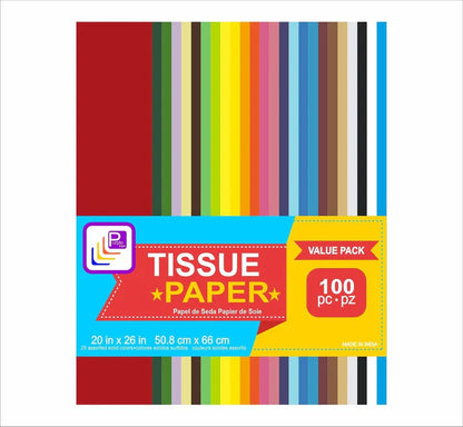 Multicolor Gift Tissue Paper Sheets 20"x26" - Pack of 5 (25 Colors) | Color Tissue Paper for Wrapping, Crafts, Gift Bags & Decor