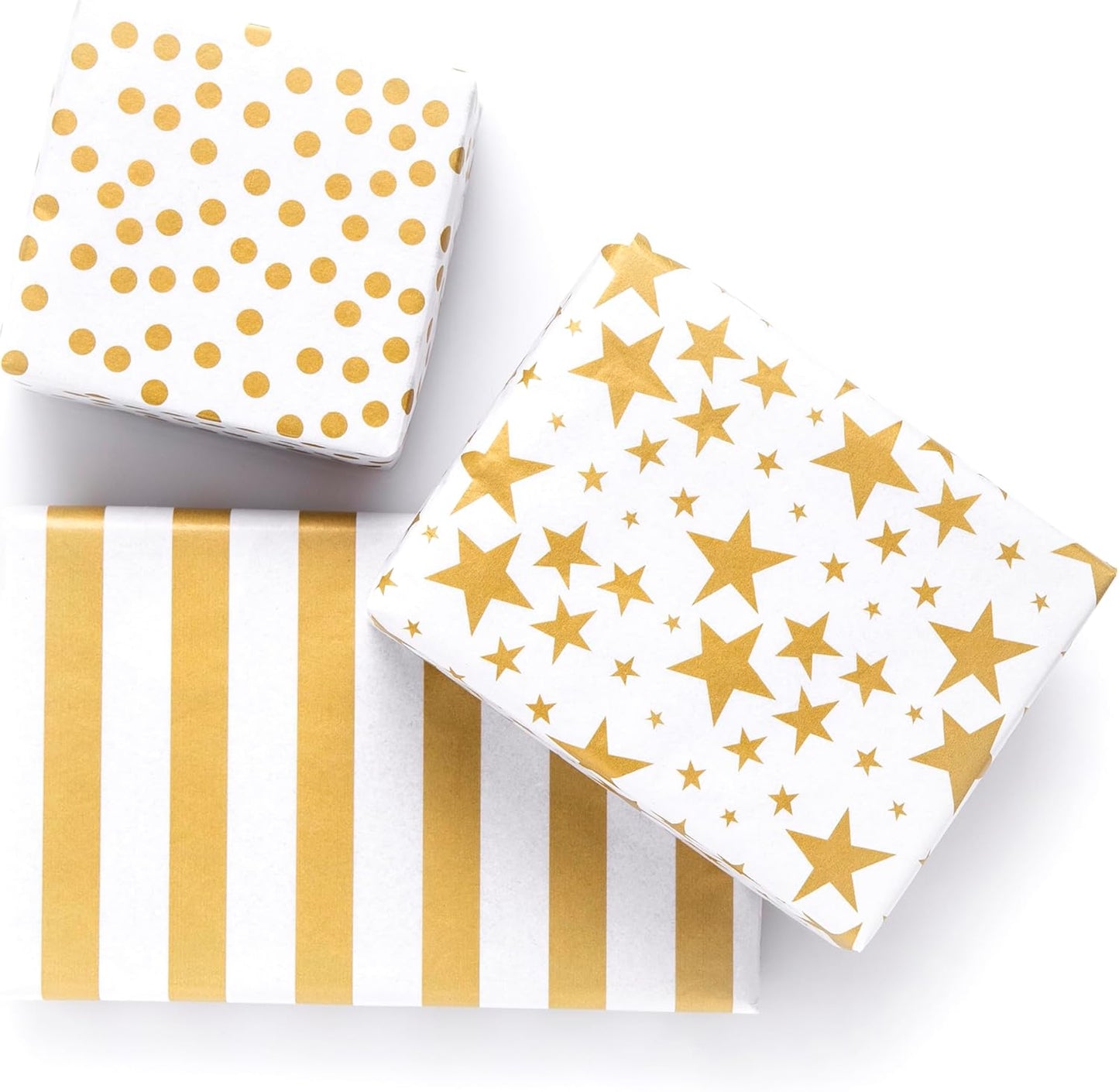 60 Sheets Gold Tissue Paper for Gift Bags - Versatile 15x20 inch White and Gold Christmas Wrapping Paper, Patterned & Printed for Festive Gift Wrap