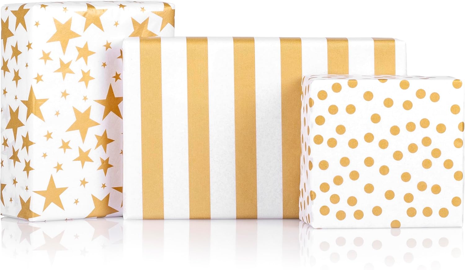 60 Sheets Gold Tissue Paper for Gift Bags - Versatile 15x20 inch White and Gold Christmas Wrapping Paper, Patterned & Printed for Festive Gift Wrap