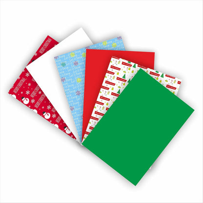 50 Christmas Tissue Paper Sheets - 20x20 Inch, Red, White, Green & Printed Holiday Tissue Paper for Xmas Wrapping, Gift Bags & Crafts - Festive Colors