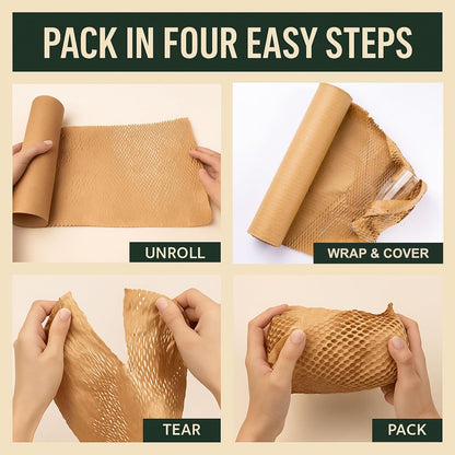Honeycomb Packing Paper,15" W x 135' L Bubble Cushioning Wrap for Moving,Products & Gifts Wrapping Paper,Recyclable and Biodegradable Cushioning Packing Material