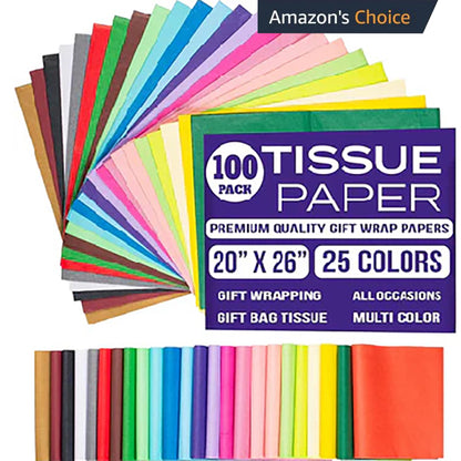 Multicolor Gift Tissue Paper Sheets 20"x26" - Pack of 5 (25 Colors) | Color Tissue Paper for Wrapping, Crafts, Gift Bags & Decor