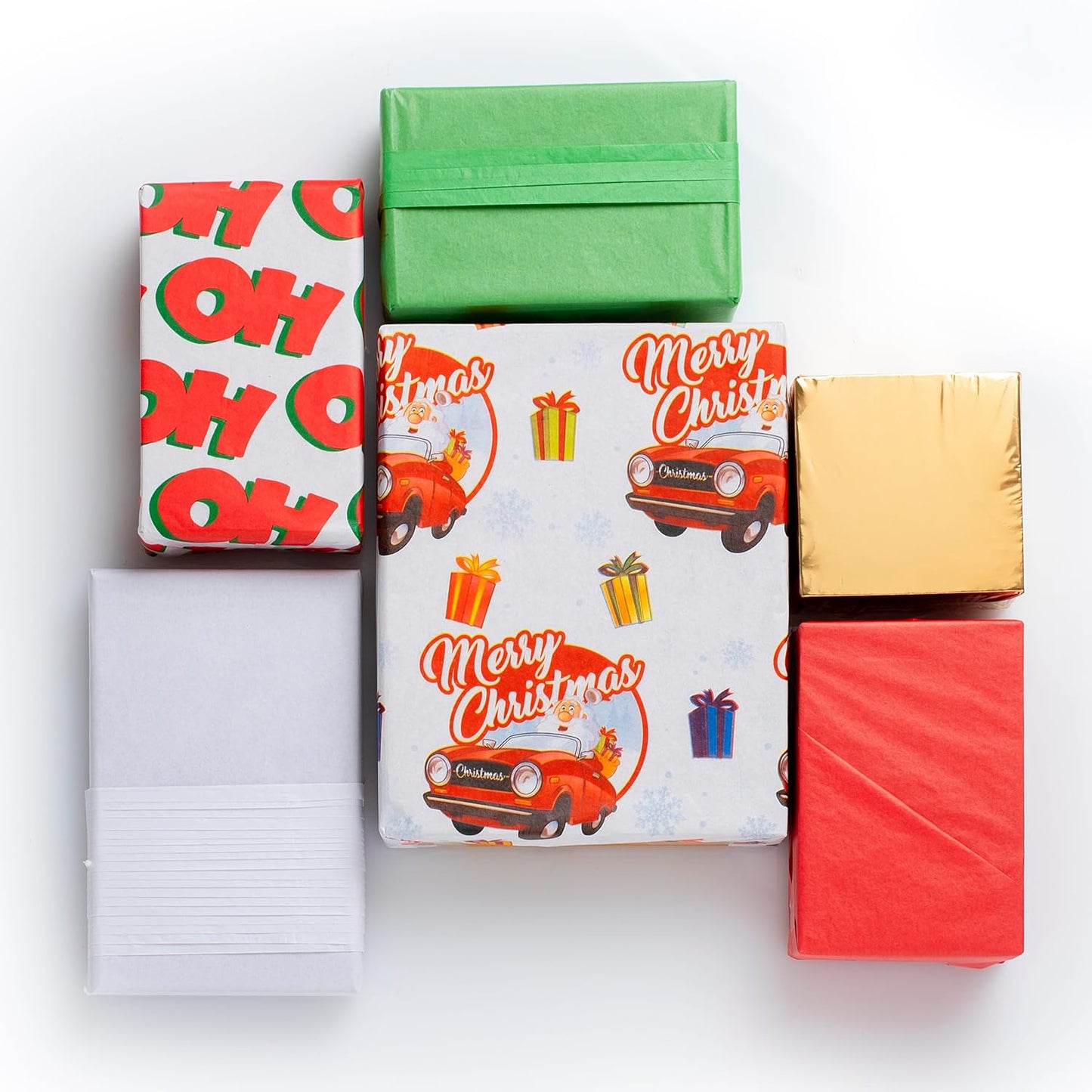 120 Sheets Christmas Tissue Paper - Red, Green, White, Metallic & Printed 20x20” - Holiday Xmas Wrapping Paper Bulk for Gift Bags, Crafts & Decor