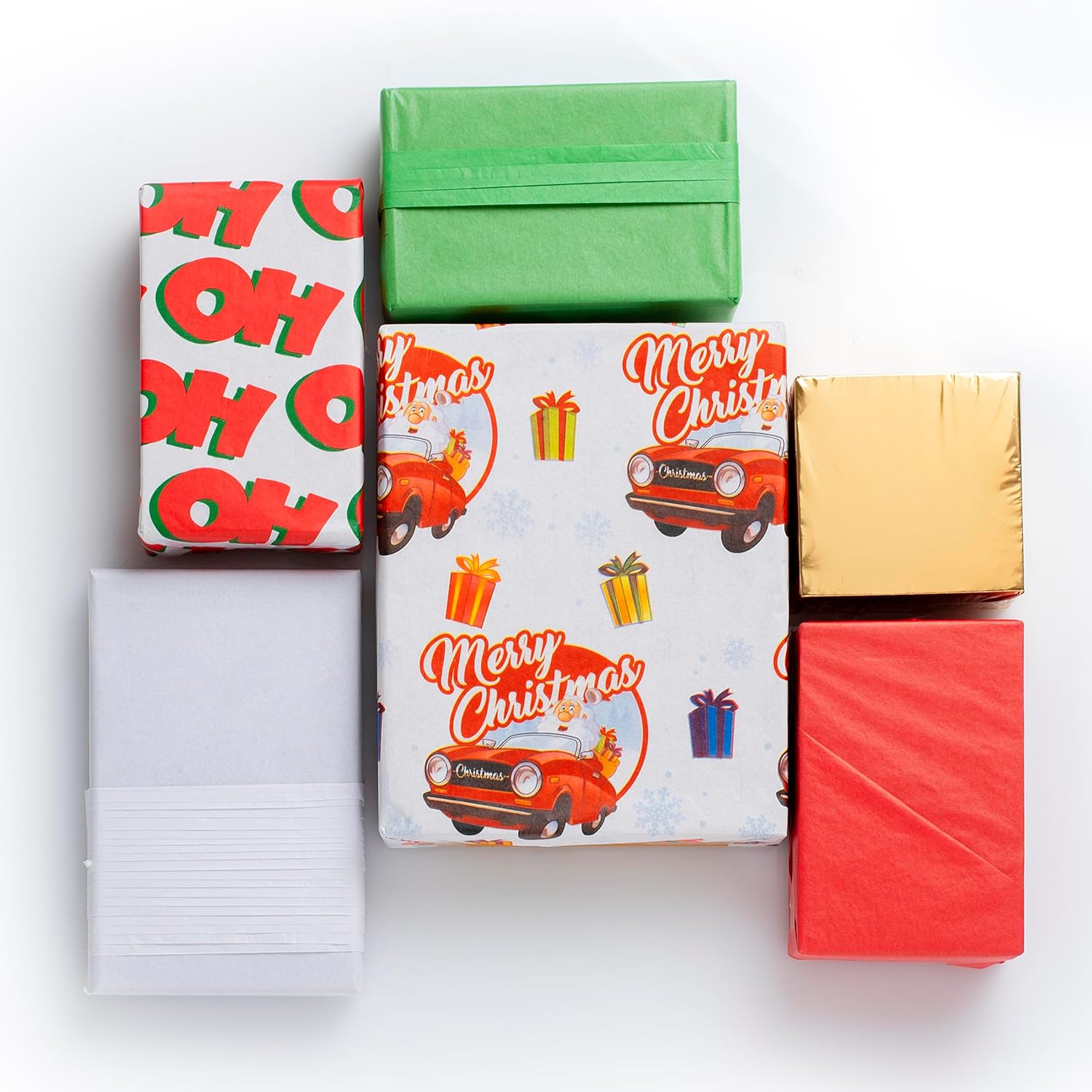 120 Sheets Christmas Tissue Paper - Red, Green, White, Metallic & Printed 20x20” - Holiday Xmas Wrapping Paper Bulk for Gift Bags, Crafts & Decor