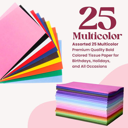 Purple Papers Multicolor Assorted Gift Tissue | 20x13 Inches Pack of 100 Tissue Paper for Gift Bags | Small and Medium Sizes for Holiday, Wrapping and Gift Tissue Paper Needs