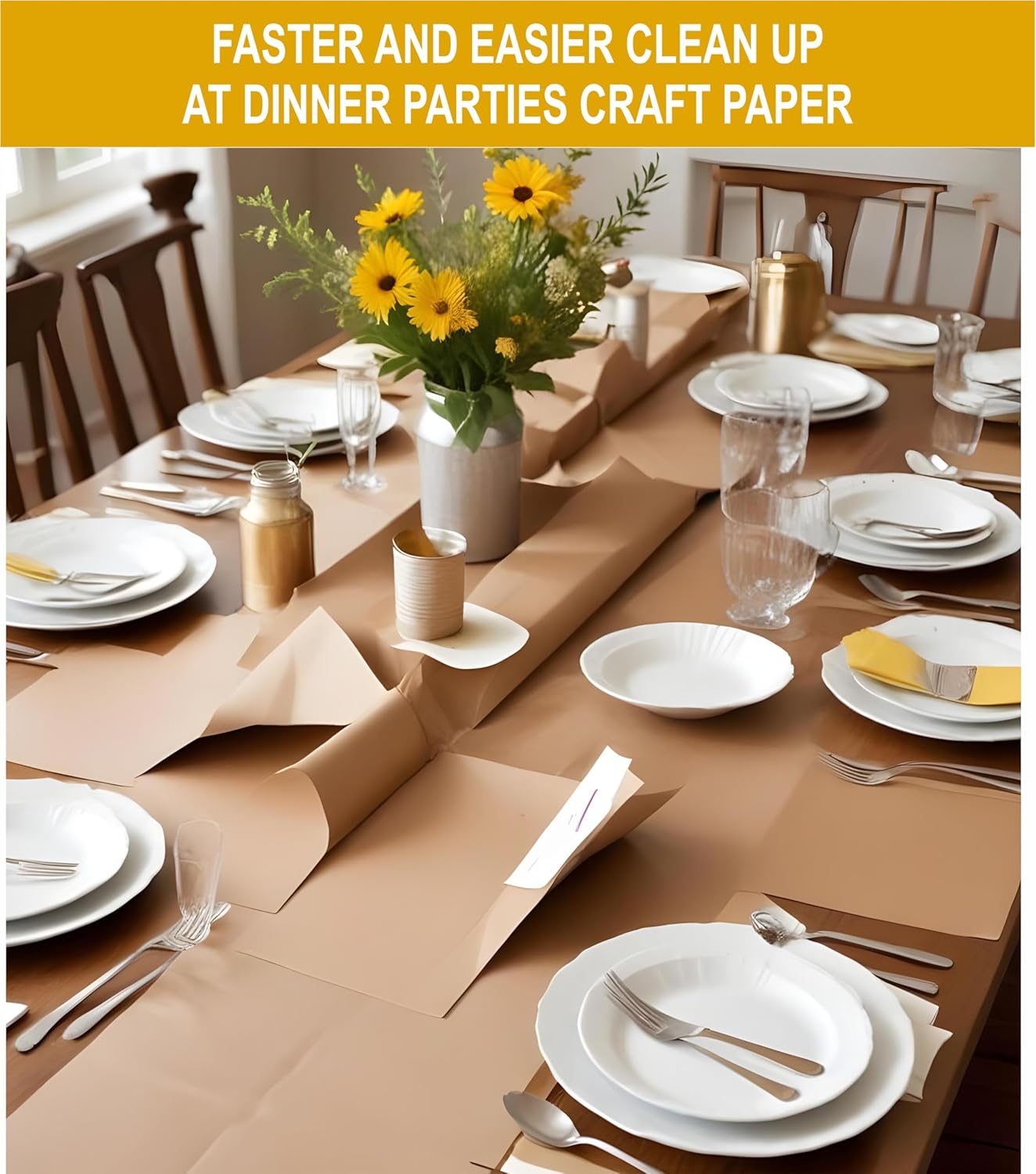 Brown Kraft Paper Roll - 36 Inch X 180 Ft Bulletin Board Paper for Packing, Construction, Wrapping, Kids Art, Craft, Shipping - Jumbo Size