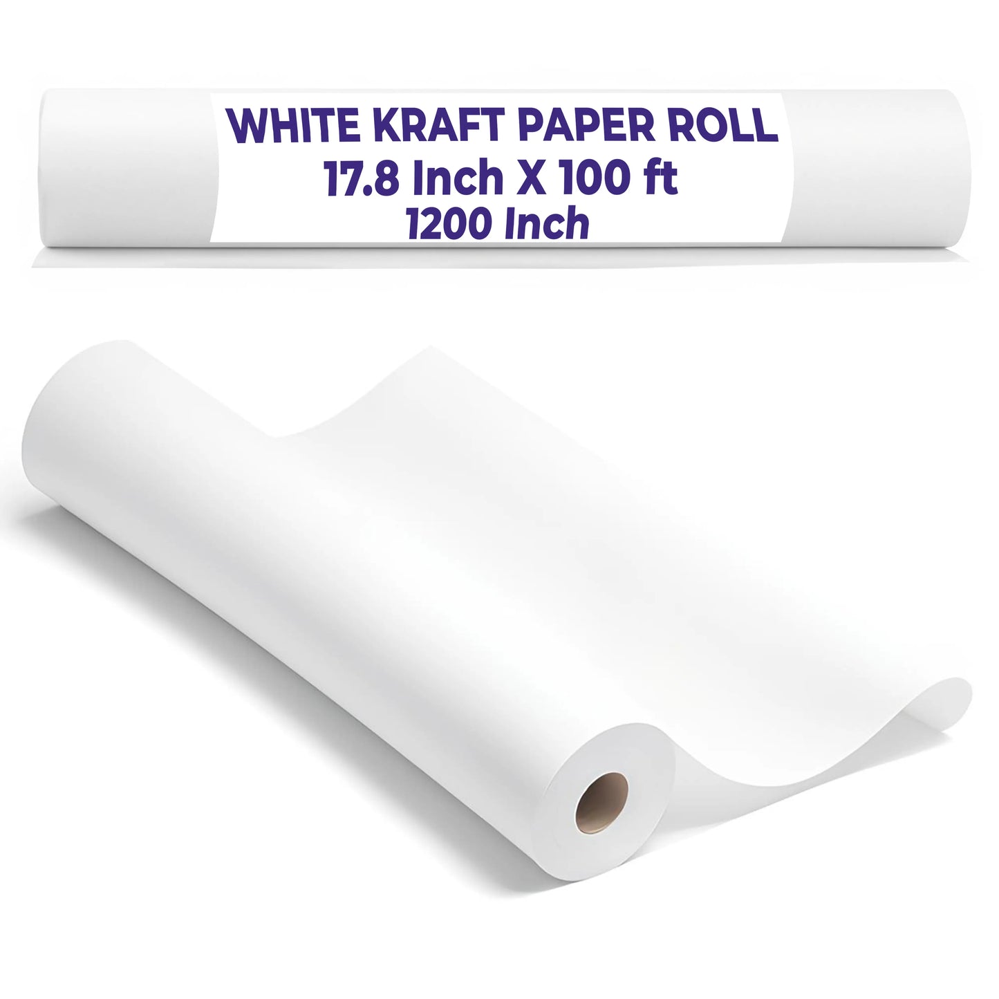 White Kraft Paper Roll 17.8" x 100 ft – Pack of 5 | Packing, Wrapping, Craft & Bulletin Board Paper