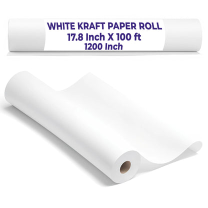 White Kraft Paper Roll 17.8" x 100 ft – Pack of 5 | Packing, Wrapping, Craft & Bulletin Board Paper