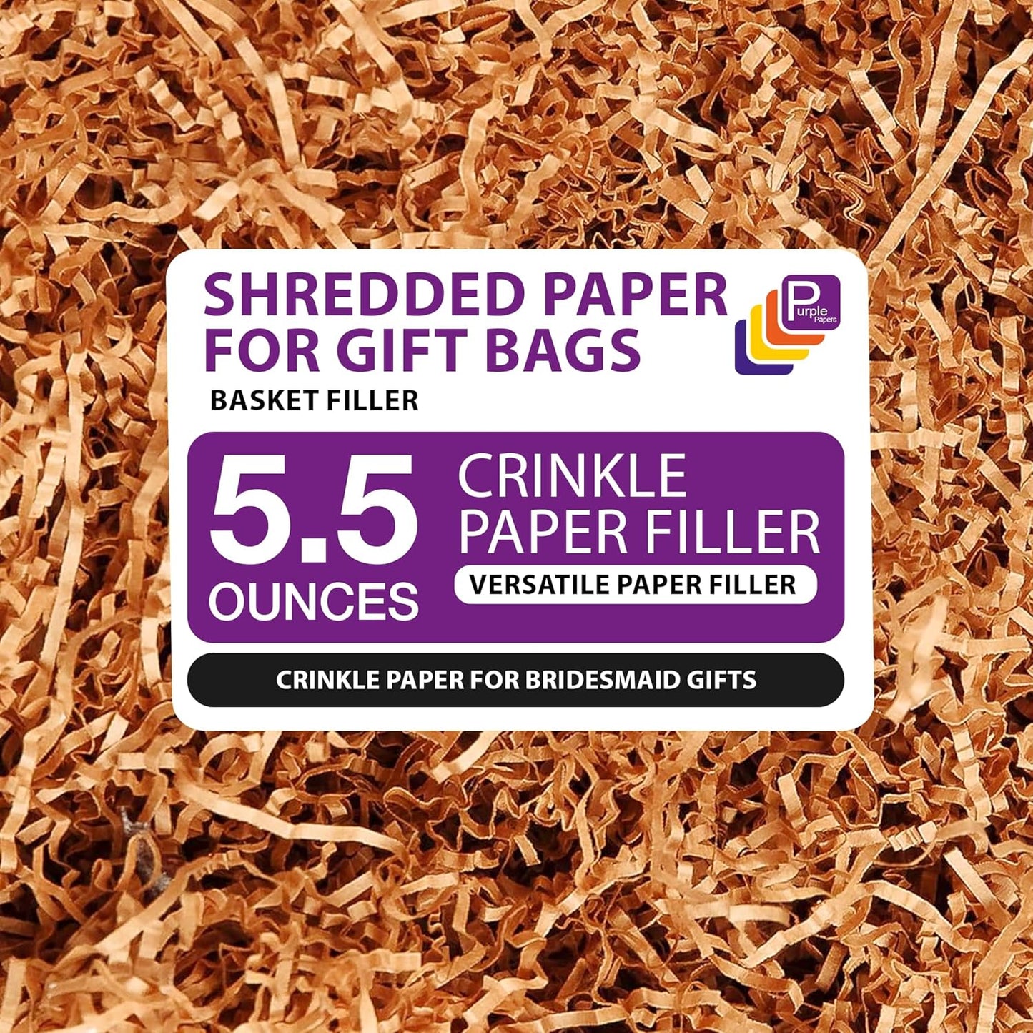 Brown Crinkle Paper Filler 5.5oz – Shredded Paper for Gift Baskets, Bridesmaid Proposal Gifts, Basket Filler for Christmas, Wedding, Birthday & Craft Gift Boxes