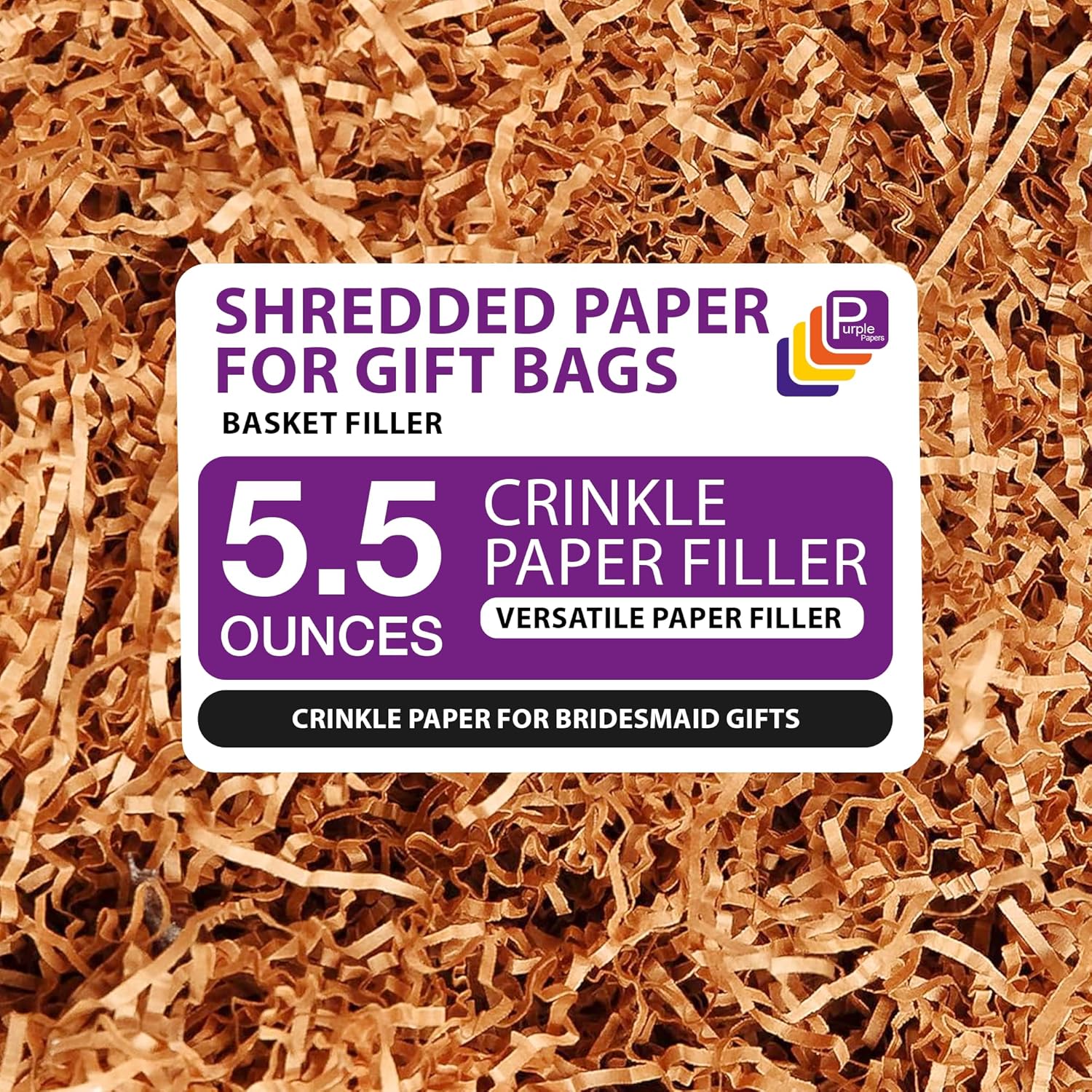 Brown Crinkle Paper Filler 5.5oz – Shredded Paper for Gift Baskets, Bridesmaid Proposal Gifts, Basket Filler for Christmas, Wedding, Birthday & Craft Gift Boxes