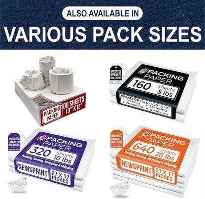 13"x12" 100 Sheets White Packing Paper Sheets for Moving Supplies, Protecting Fragile China and Glasses,Small Wrapping Paper for Shipping and Moving Box Filler