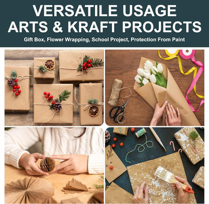 Brown Kraft Paper Roll - 36 Inch X 180 Ft Bulletin Board Paper for Packing, Construction, Wrapping, Kids Art, Craft, Shipping - Jumbo Size