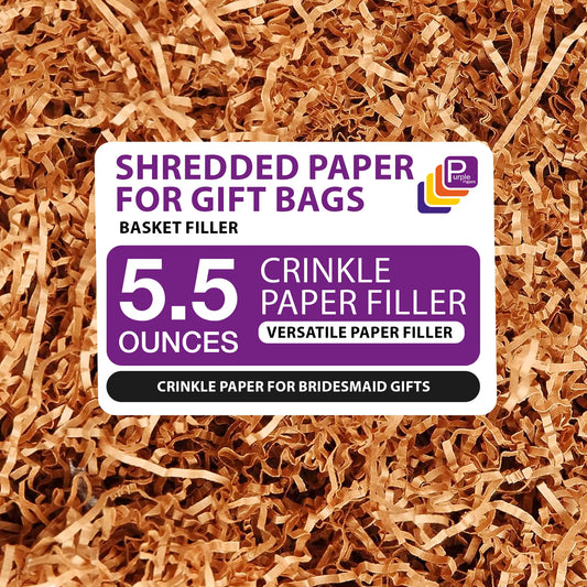Brown Crinkle Paper Filler – Pack of 5 (27.5 oz Total)| Shredded Paper for Gift Baskets, Gift Bags, Christmas, Wedding & Craft Packaging