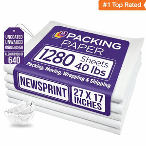 White packing paper for moving dishes and glassware – bulk newsprint sheets
