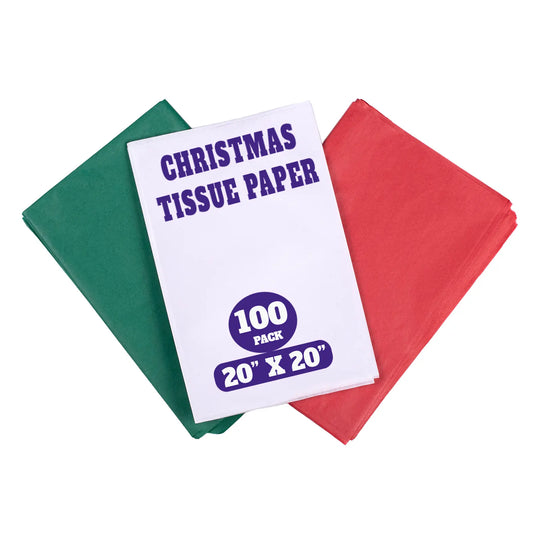 Red, Green & White Tissue Paper 20"x20" Pack of 5 (500 Sheets) | Christmas Gift Wrap & Crafts