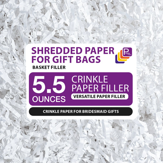 White Crinkle Paper Filler – Pack of 5 (27.5 oz Total)| Shredded Paper for Gift Baskets, Gift Bags, Christmas, Wedding & Craft Packaging
