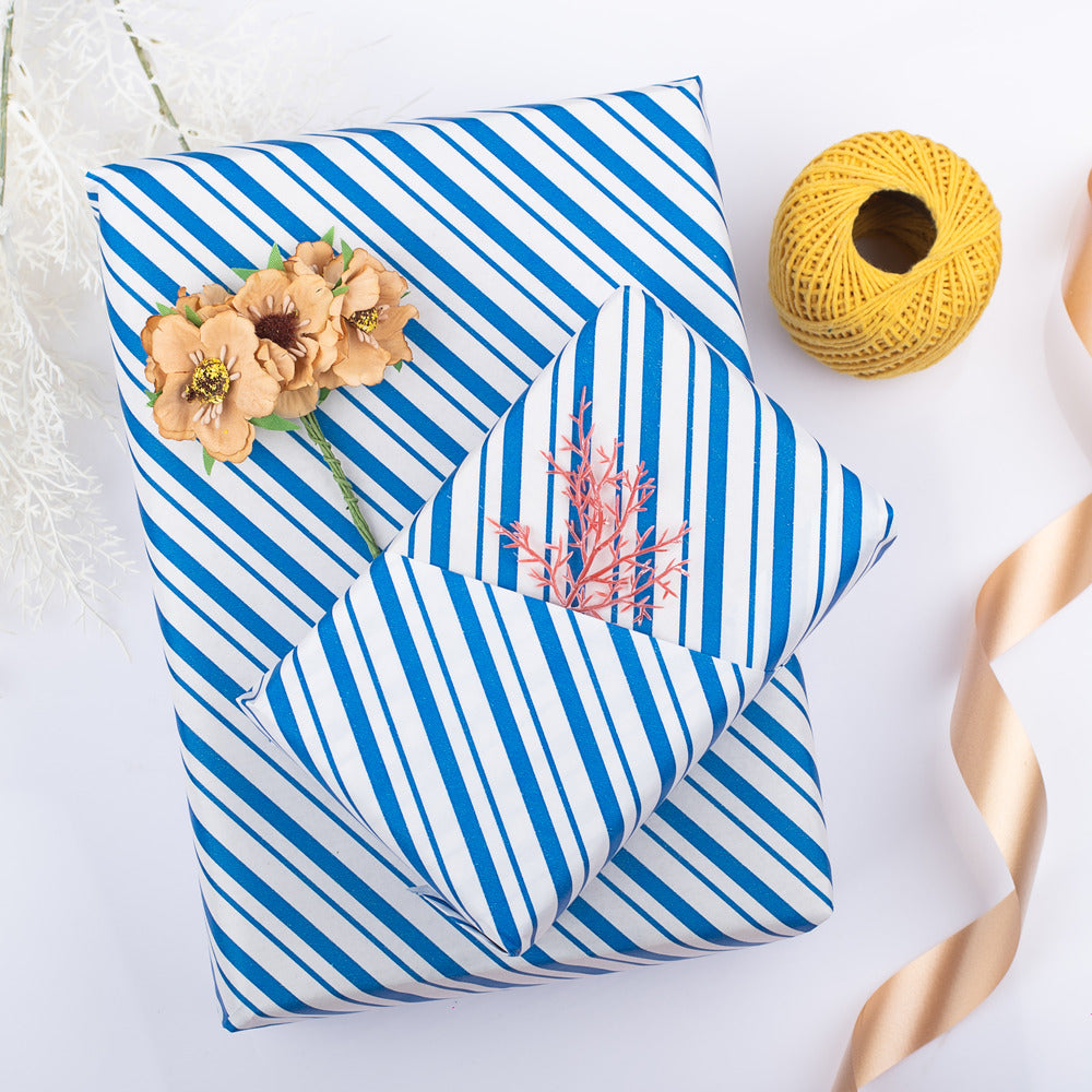 blue stripe gift wrapping paper for gifts holiday gift wrap