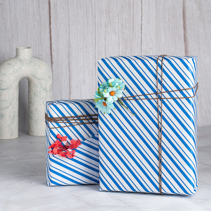 blue stripe gift wrapping paper for gifts holiday gift wrap