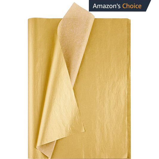 Gold Tissue Paper for Gift Bags 20"x30" – Pack of 5 (125 Sheets) | Luxury Gift Wrap for Parties, Weddings, Birthday & Packaging