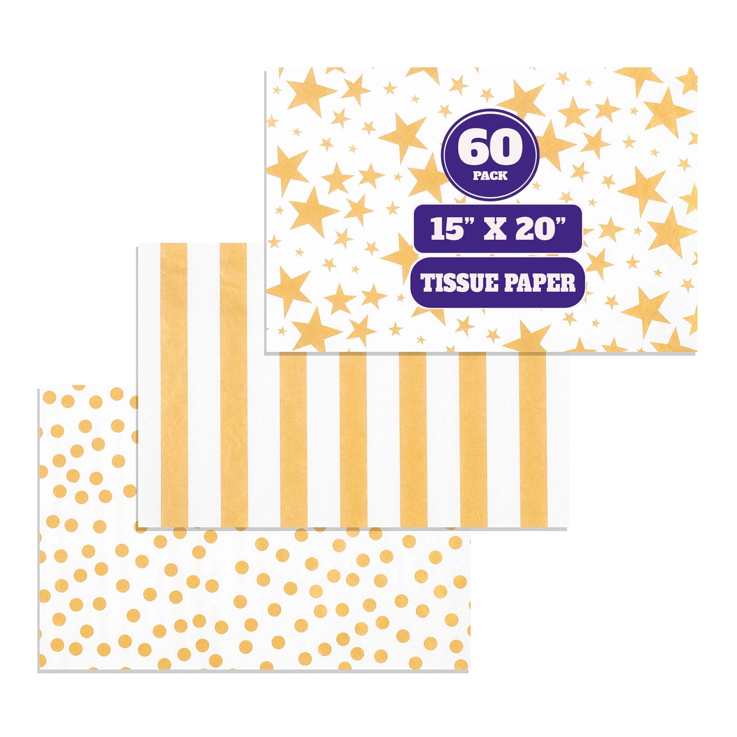 Gold White Tissue Paper for Gift Bags