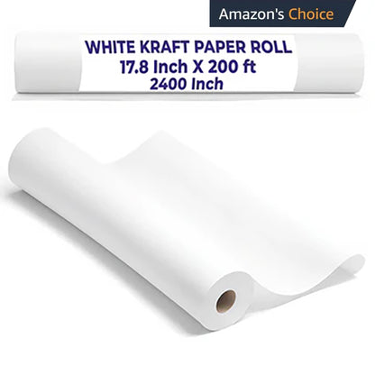 White Kraft Paper Roll 17.8" x 200 ft – Pack of 5 | Packing, Wrapping, Craft & Bulletin Board Paper